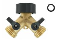 MuchLuckystar Adaptador de grifo de latón de 2 vías con válvulas de bola de cierre, conector de manguera de jardín para lavadora, filtro de agua y uso al aire libre, para rosca americana