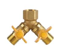 MuchLuckystar G1/2 Adaptador de grifo de latón de 2 vías para riego de jardín, divisor de manguera de doble salida con válvula ajustable, construcción para uso doméstico e industrial