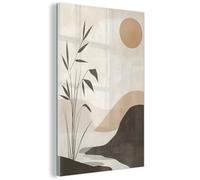 MuchoWow© Cuadro Impreso en Vidrio 40x60 cm Salón Moderno Dormitorio Imagen Elegante Decorativo Living Interior Regalo Japandi - Paisaje - Beige