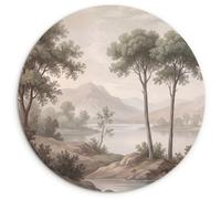 MuchoWow© Cuadro Redondo Ø30 cm Árbol El Grandes Room Decor Terraza Exterior Casa Cabecero Cama Wall Art Dormitorio Habitación Dimensiones Árboles - Lago - Montañas - Ilustración