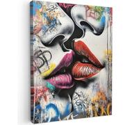 MuchoWow© Cuadros Decoracion Salon Modernos 30x40 cm para Dormitorios Cuadro Decorativos de Salon Lienzos Decorativo Pared Decoracion Dormitorio Matrimonio Arte callejero - Labios - Graffiti