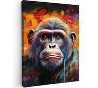 MuchoWow© Cuadros Decoracion Salon Modernos 50x70 cm Lienzos de Fotos Pared Wall Art Lienzo Decoração Cuadro de salones Mono - Gorila - Graffiti - Animales - Colores
