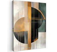 MuchoWow© Cuadros Decoracion Salon Modernos 50x70 cm para Dormitorios Cuadro Decorativos de Salon Lienzos Decorativo Pared Decoracion Dormitorio Matrimonio Abstracto - Oro - Verde - Formas