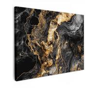 MuchoWow© Cuadros Decoracion Salon Modernos 70x50 cm para Dormitorios Cuadro Decorativos de Salon Lienzos Decorativo Pared Decoracion Dormitorio Matrimonio Mármol - Negro - Dorado