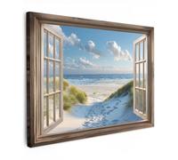 MuchoWow© Cuadros Decoracion Salon Modernos 70x50 cm para Dormitorios Cuadro Decorativos de Salon Lienzos Decorativo Pictures for Living Room Decorarivos Perspectiva - Playa - Ventana - Mar