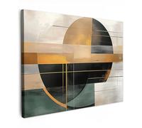 MuchoWow© Cuadros Decoracion Salon Modernos 80x60 cm para Dormitorios Cuadro Decorativos de Salon Lienzos Decorativo Pared Decoracion Dormitorio Matrimonio Abstracto - Oro - Verde - Formas