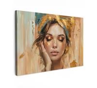 MuchoWow© Cuadros Decoracion Salon Modernos 90x60 cm para Dormitorios Cuadro Decorativos de Salon Lienzos Decorativo Pared Decoracion Dormitorio Matrimonio Mujer - Retrato - Oro - Lujo