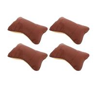 MUCKLILY 4 Piezas Reposacabezas Coche Almohadas Piel Sintética Soporte Cervical para Asiento Coche Almohada Cervical Conducir Reposacabezas Viajar