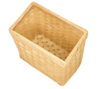 MUCKLILY Cesta Tejida a Mano de Virutas de Madera Estilo Japonés Vintage | Acabado Beige Antiguo, Textura Trenzada Artesanal, para Estantes y Armarios, Uso Decorativo