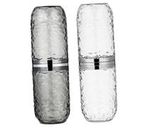 MUCKLILY Estuche para Cepillos de Dientes de Viaje Diseño Glaciar, Capacidad Grande y Material Pet As, Adecuado para Baño y Camping, Pack de 2 Unidades