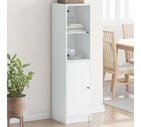 Mueble alto con puerta de cristal, blanco, 35x37x142 cm