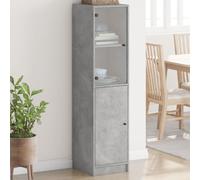 Mueble alto con puerta de cristal, color gris cemento, 35x37x142 cm