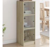 Mueble alto con puertas de vidrio, acabado en roble Sonoma, 35x37x109 cm