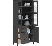Mueble alto VIKEN, color antracita, 80x40x190 cm, fabricado en madera maciza de pino