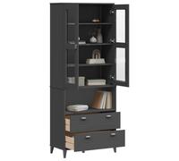 Mueble alto VIKEN, color antracita, 80x40x200 cm, fabricado en madera maciza de pino