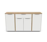 Mueble aparador ACCESS – 4 puertas + 1 cajón – Roble Hamilton y blanco – 160,7 x 39,6 x 85,6 cm