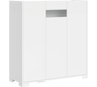 Mueble aparador alto con 3 puertas, dimensiones 100 x 35 x 110 cm, color blanco brillante y reflectante