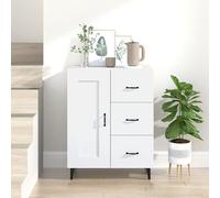 Mueble aparador blanco, fabricado en tablero de partículas, con dimensiones de 69,5 x 34 x 90 cm. Mueble de cocina con gran capacidad de almacenamiento, superficie resistente y soporte para fijación a