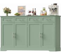 Mueble aparador - Cómoda - Armario de cocina - Aparador - Cajonera - 150 cm de ancho - MDF verde con tiradores plateados