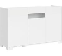 Mueble aparador con 3 puertas, dimensiones 130 x 40 x 81 cm, color blanco brillante y efecto reflectante