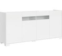 Mueble aparador con 4 puertas, dimensiones 174 x 40 x 81 cm, color blanco brillante y efecto reflectante