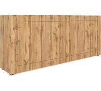 Mueble aparador con 4 puertas, dimensiones 200 x 40 x 83,5 cm, acabado en roble natural "Elios".