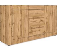 Mueble aparador Elios con 2 puertas y 3 cajones, de 150 x 40 x 83,5 cm, en roble natural