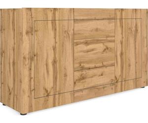 Mueble aparador Elios con 2 puertas y 3 cajones, de 150 x 40 x 83,5 cm, en roble natural