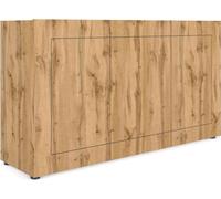 Mueble aparador Elios con 3 puertas, dimensiones 150 x 40 x 83,5 cm, acabado en roble natural