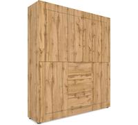 Mueble aparador Elios con 5 puertas y 3 cajones, de 150 x 35 x 165 cm, en roble natural