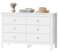 Mueble aparador HOMCOM con 6 cajones, 118 x 39,5 x 75,5 cm, color blanco