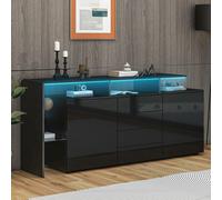 mueble aparador LED, cómoda para recibidor con estantes ocultos, armario de cocina y mueble decorativo con acabado de alto brillo, color