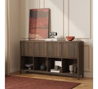 Mueble aparador "Lukkodso" con 4 puertas y 8 compartimentos, de 77 x 145 x 30 cm, con apariencia de madera de nogal