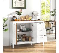 Mueble aparador - Mesa de aparador - Armario de almacenamiento - Buffet - Mueble de cocina - Acabado en blanco natural - 106 x 40 x 80 cm