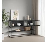 Mueble aparador "Säkylä" con 4 puertas de cristal, 2 compartimentos interiores y 1 estante. Vitrina de 150 x 38 x 90 cm. Acero, color