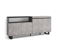Mueble Aparador Skraut Home en Melamina, 203x35x87cm, Veteado de madera con Tacto poroso, Color Gris Cemento CEMENT-A
