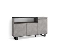 Skraut Home, Mueble Aparador en Melamina, Veteado de madera con Tacto poroso, 153x35x87cm, color Gris Cemento Cement - b