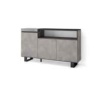 Skraut Home | Aparadores para salón | Gran Capacidad de almacenaje | 150x87x35cm | 3 Puertas | Diseño Industrial | Estilo Moderno | Cemento