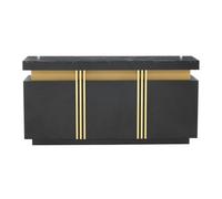 Mueble auxiliar 140x38x70 cm - 3 puertas, separadores ajustables, para cocina, salón, comedor, pasillo - negro y dorado