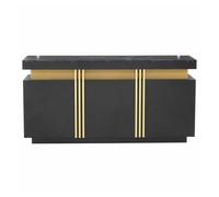 Mueble auxiliar 140x38x70 cm - 3 puertas, separadores ajustables, para cocina, salón, comedor, pasillo - negro y dorado