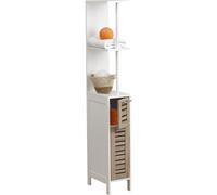 Mueble Auxiliar Baño Stockholm 130 cm Blanco con Puertas y Estantes Acabado Roble Envejecido