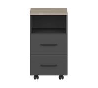 Mueble auxiliar cajonera buc de oficina nibis 2 cajones y 1 hueco roble sonoma y gris antracita 40x67x45 cm