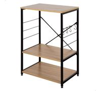 Mueble Auxiliar Cocina Acero y Melamina, 60x40x82 Cm, Roble