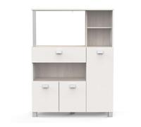 Mueble auxiliar de cocina de suelo con cajones y compartimentos en color blanco mate 132x99cm