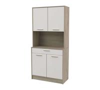 Mueble auxiliar napoli en melamina para cocina 176x40x84 cm - color blanco marte y roble 84x176 cm 40 cm