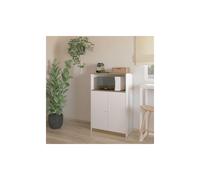 Mueble Auxiliar para Microondas | Color Blanco y Roble | 124 x 80 x 40 cm (alto x ancho x fondo)