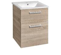 Mueble bajo Aqualine VEGA, 51,5 x 72,6 x 43,6 cm, con 2 cajones, acabado en roble plateado
