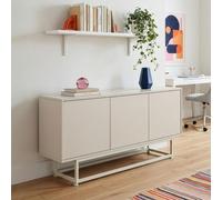 Mueble bajo "Boxholm" con 3 puertas de apertura push-to-open, dimensiones 120 x 30 x 55 cm, estructura de metal, color arena