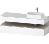 Mueble bajo consola Collection One de Duravit, 2 extraíbles, 2 cajones, corte a la derecha, 1600x550x600mm, nicho taupe mate, QA4778091180010, Color: Blanco mate/con iluminaciÃ³n de nicho