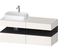 Mueble bajo consola Collection One de Duravit, 2 extraíbles, 2 cajones, recortable a la izquierda, 1400x550x600mm, nicho en grafito supermate, QA4765080840010, Color: Supermatt blanco/con iluminaciÃ³n